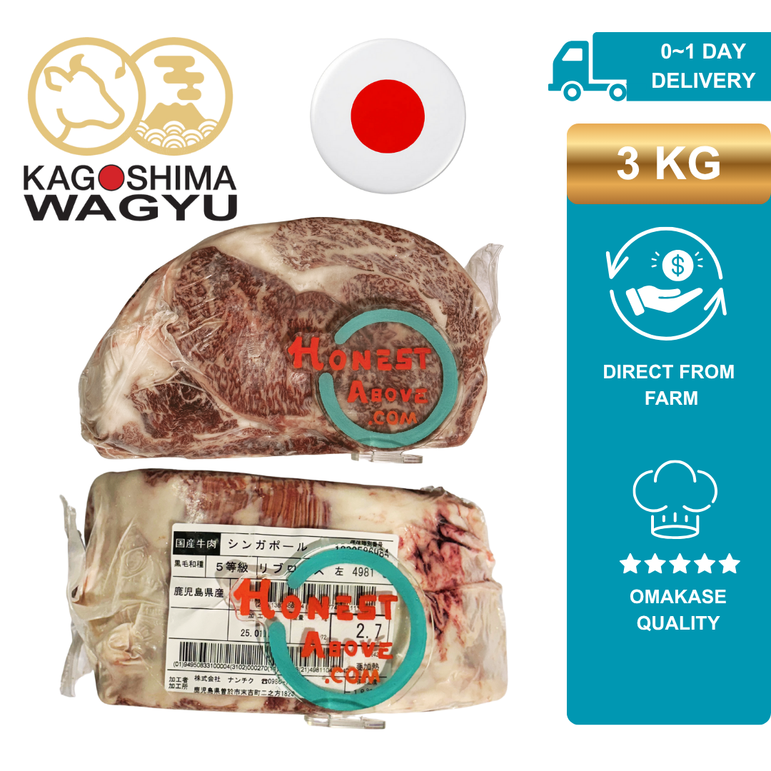 HonestAbove Japanese A5 Wagyu Kagoshima Luxury Cuts – premium authentic A5 wagyu beef from Kagoshima, rich marbling, unmatched tenderness, wholesale cuts, direct import to Singapore