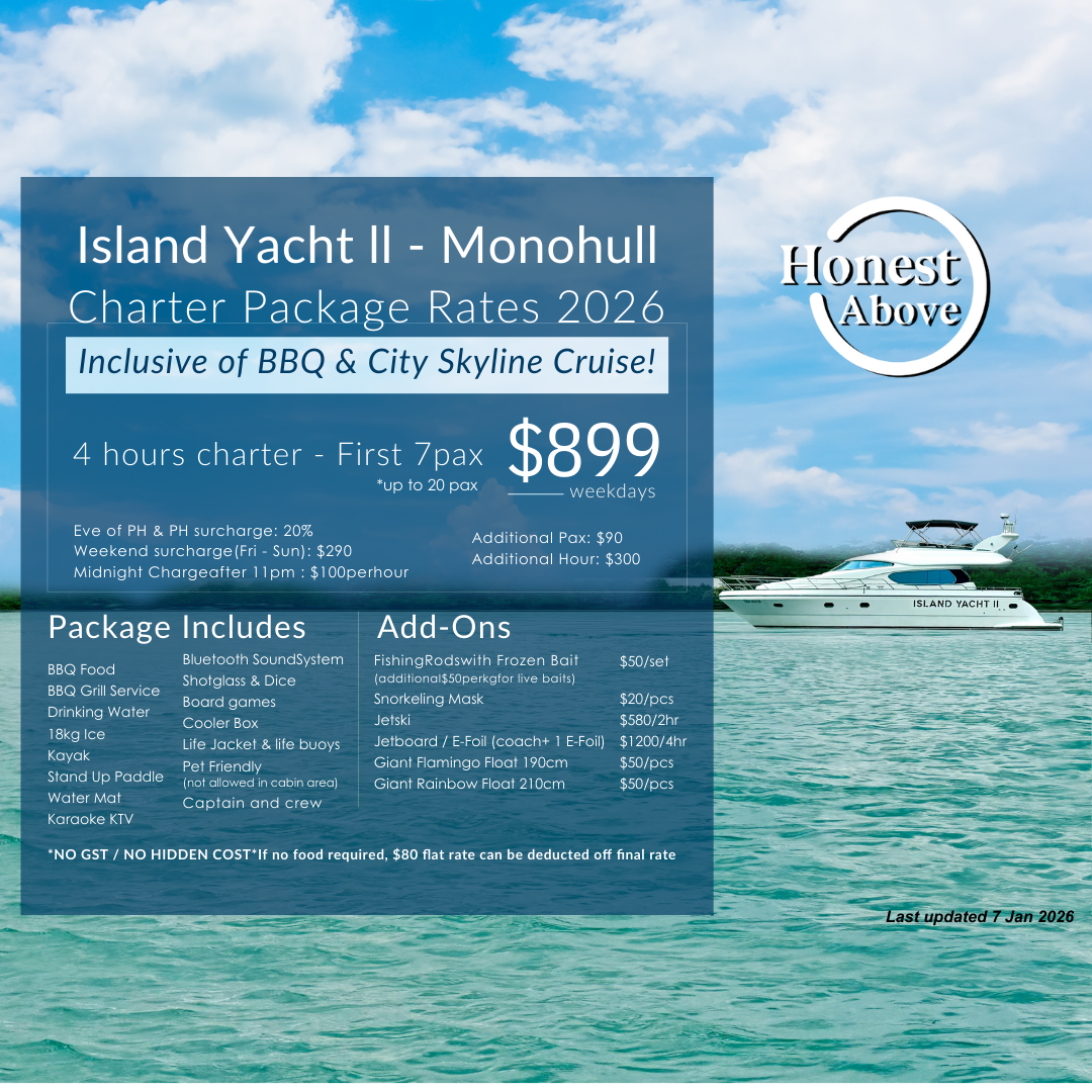 50ft Everyday Yacht Party & BBQ | KTV | Water Sports | 1-30 Pax