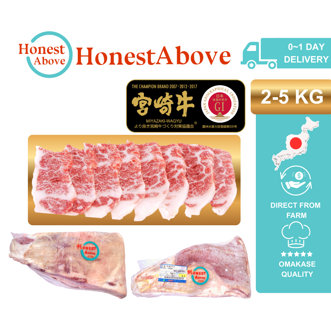 HonestAbove Japanese A5 Wagyu Miyazaki Combo – premium Wagyu beef set with shabu-shabu slices, yakiniku cuts, and steak, rich marbling, luxury quality, Singapore delivery