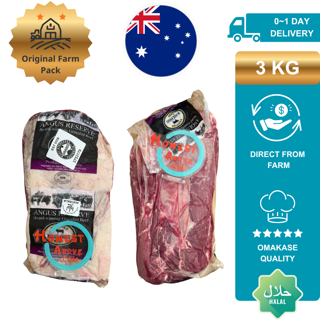 HonestAbove Australian Angus Beef signature cuts wholesale – premium grain-fed black angus beef with balanced marbling, tenderness, and intense flavor. Halal-certified, directly sourced from Australian farms, whole cuts ideal for yakiniku, grilling, roasting, hotpot and BBQ