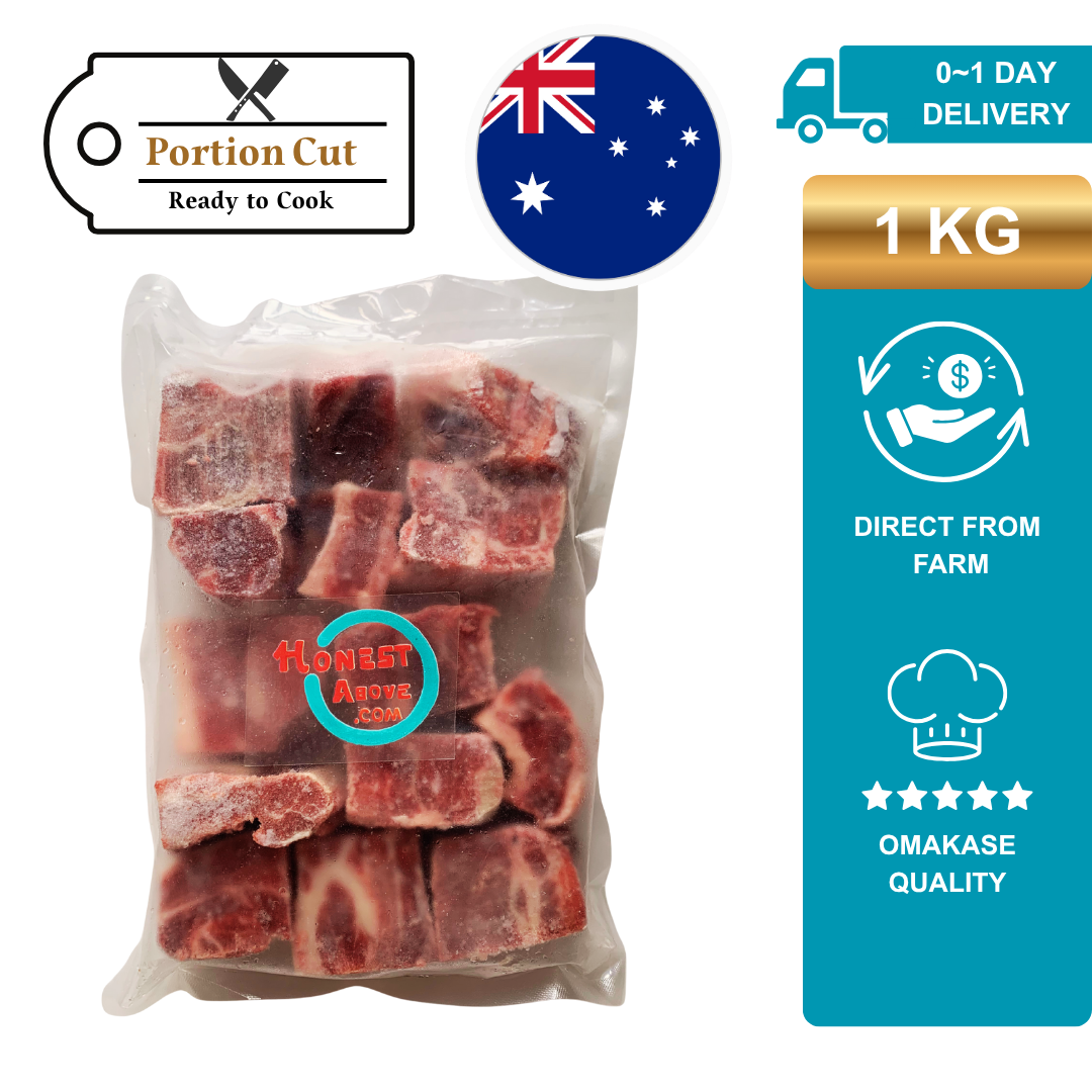 HonestAbove Intercostal Diced Australian Angus Beef Signature Cuts – premium grass-fed Angus beef cubes with rich flavor at affordable price in Singapore