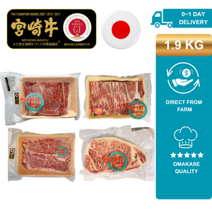HonestAbove Japanese A5 Wagyu Miyazaki Combo – premium Wagyu beef set with shabu-shabu slices, yakiniku cuts, and steak, rich marbling, luxury quality, Singapore delivery