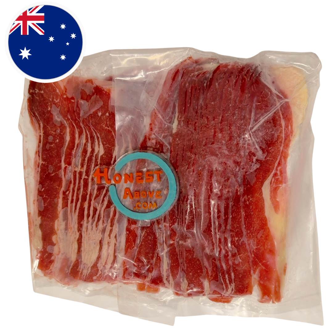 HonestAbove ShabuShabu Grass-fed Australian Angus Beef Everyday Cuts – thinly sliced beef, rich marbling, grass-fed, clean taste, perfect for shabu shabu, hotpot, yakiniku, and soups