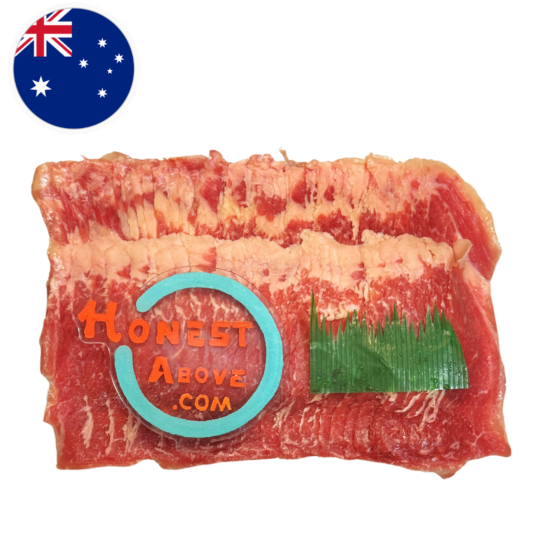HonestAbove ShabuShabu Grass-fed Australian Angus Beef Everyday Cuts – thinly sliced beef, rich marbling, grass-fed, clean taste, perfect for shabu shabu, hotpot, yakiniku, and soups